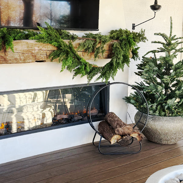 Black Iron Loop Fireplace Log Holder