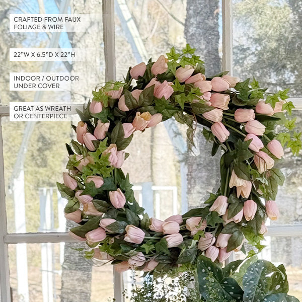 Faux Soft Pink Tulip Wreath
