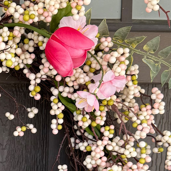 26 Inch Pink Blossom Wreath